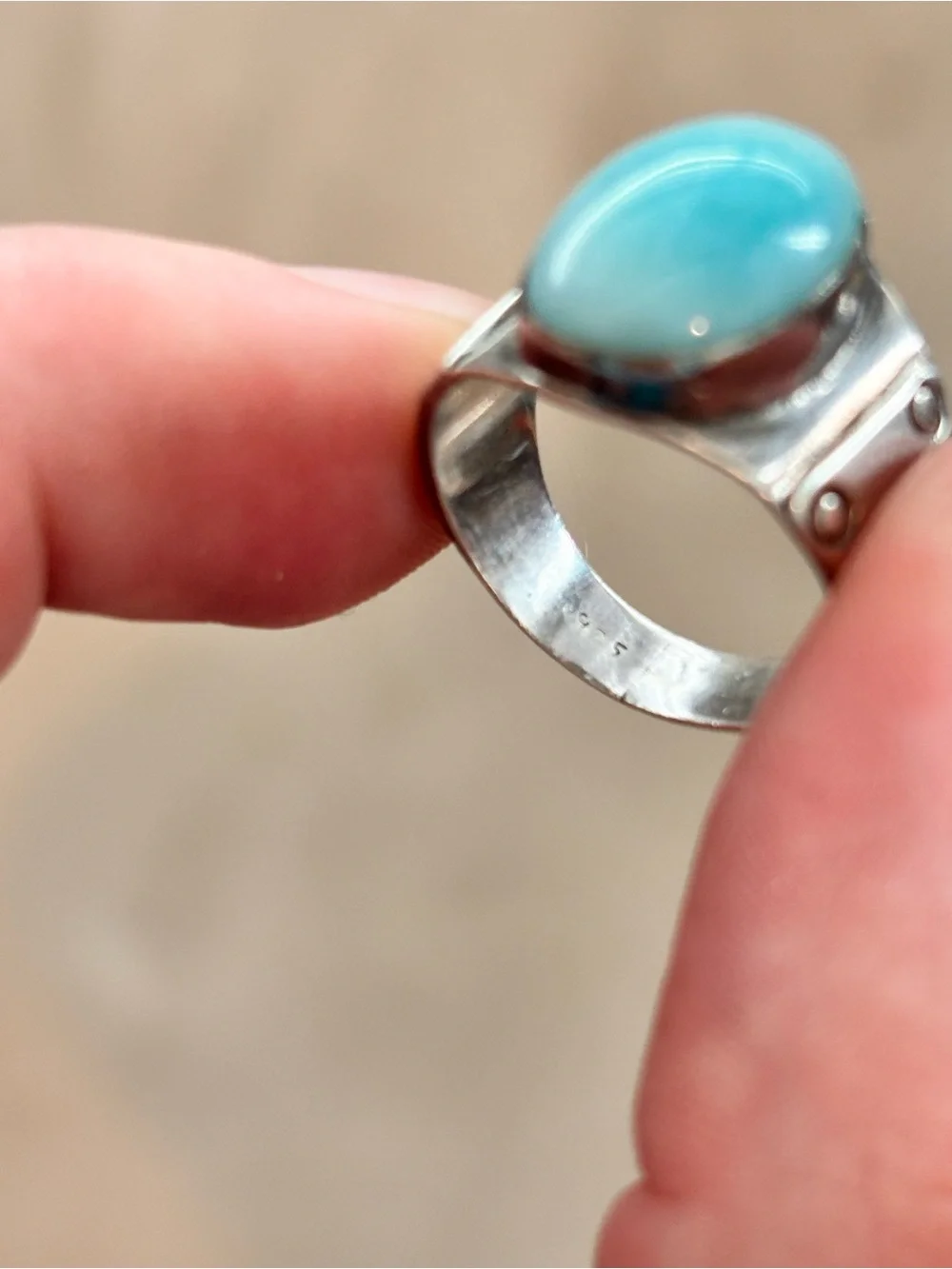 Vintage 925 Sterling Silver & Genuine Turquoise  Statement Ring